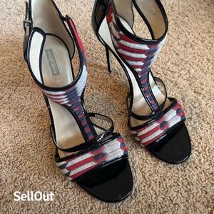 Giorgio Armani Women's Multicolor Leather T-Strap Heels Size 40